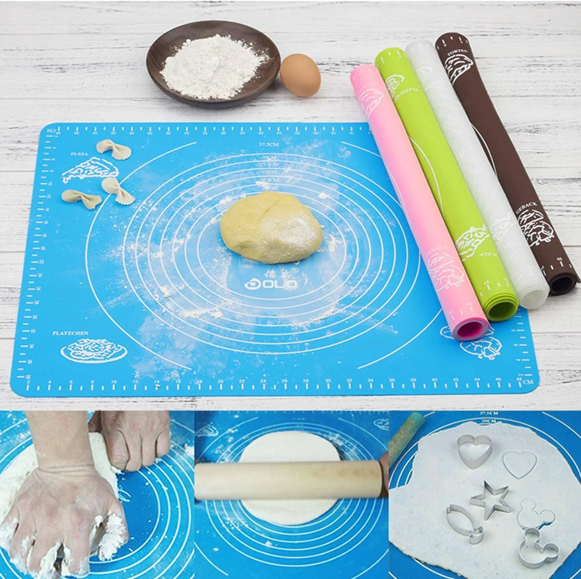 Kitchen organizer Silicone Baking Mat Roti mat Innovative Baking Solutions bake like a Pro mat for kitchen roti mat anti Slip dough mat with measurements kitchen baking accessories dough rolling pad baking made easy tools pastry cake roti maker